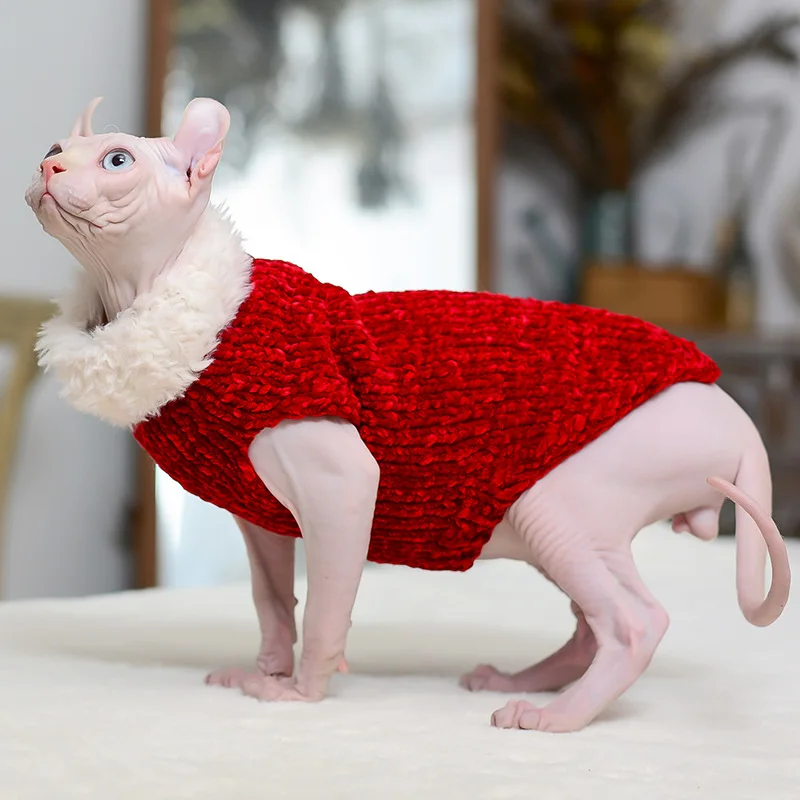 Sphynx Cat Clothes Thickened Warm Lamb Wool Coat Pets Cats Costume