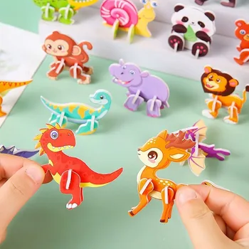 10pcs New Three-dimensional 3D Paper Puzzle Mini Panda Puzzle Model Cartoon Animal DIY Educational Toy Children's 1