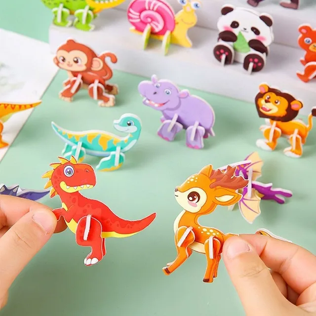 10pcs New Three-dimensional 3D Paper Puzzle Mini Panda Puzzle Model Cartoon Animal DIY Educational Toy Children's 1