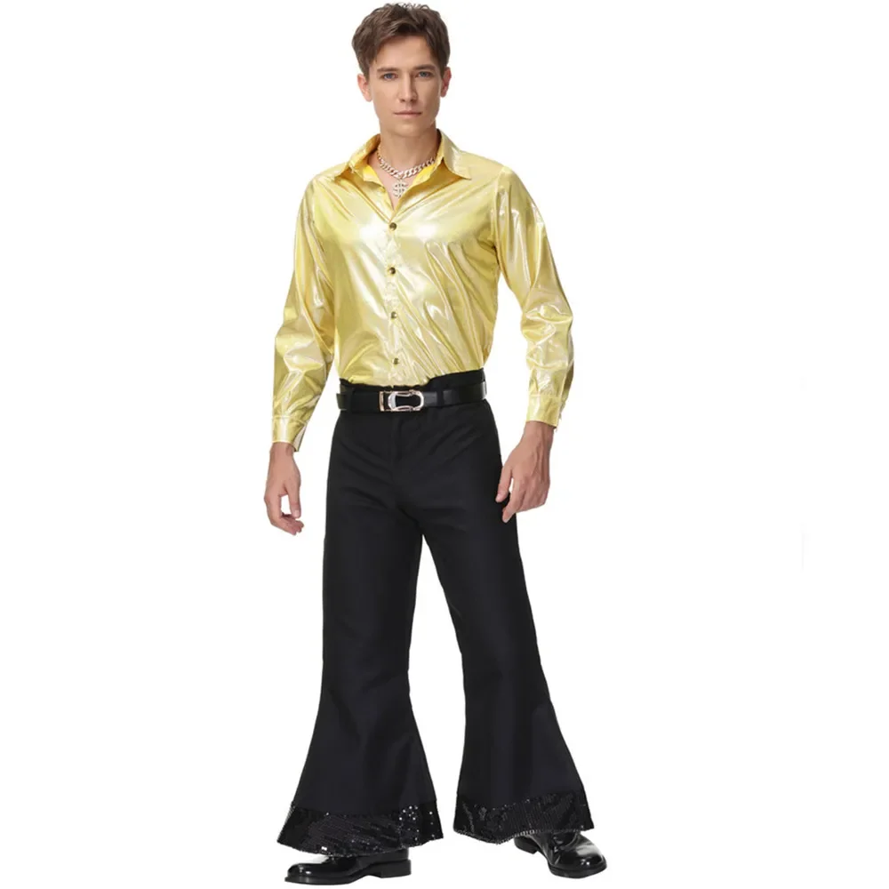 Adult Hippie Costumes Carnival Halloween Vintage 70s 80s Rock Disco Male Cosplay Hippies Outfits Party Fantasia Dress Up