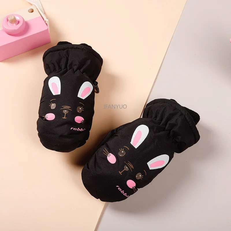 2-10Y Children's Skiing Gloves Winter Warm Down Cotton Waterproof for Boys and Girls Nittens Playing Snow Outdoor Skiing Gloves 3