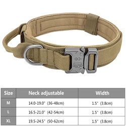 Tactical Military Dog Collar - Durable Nylon for Medium and Large Breeds (Khaki)