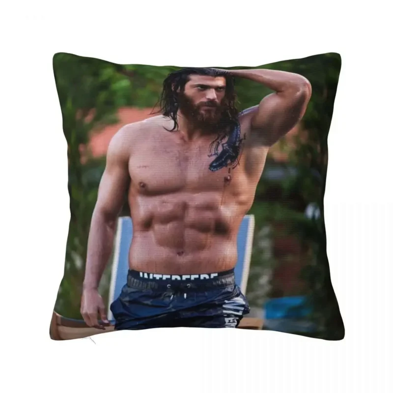 

Can Yaman Hairstyle Pillowcase Soft Cushion Cover Decorative Actor Model Muscles Throw Pillow Cover Zippered 40*40cm