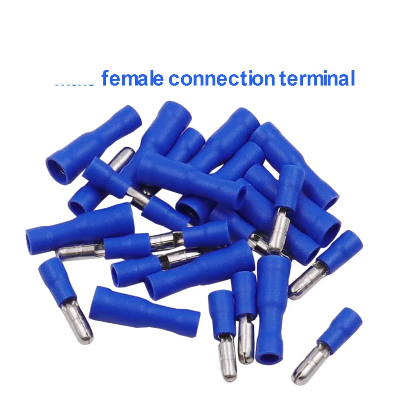 1000pcs Male And Female Plug Spring Cold Pressed Wiring Terminal Blue Pvc Bullet Wire Male And Female Butt Joint Terminal