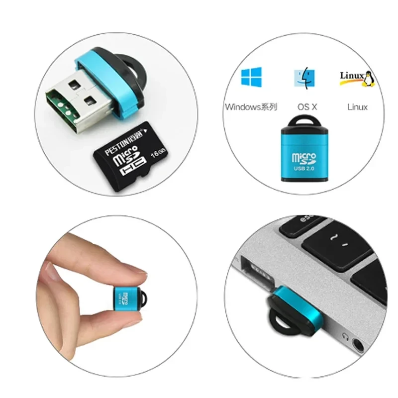 Compact High-Speed USB 2.0 Micro SD Card Reader Adapter
