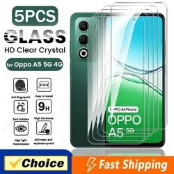 Premium Clear Tempered Glass Screen Protector - 5 Pack, 9H Hardness - Oppo A5x 4G (Transparent)