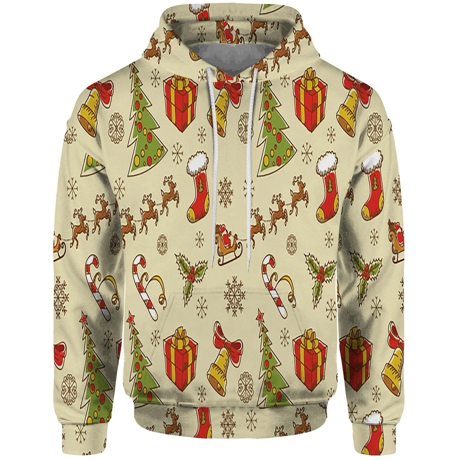 thumbnail image 1 of Sudadera con capucha de copo de nieve para hombre, sudadera con capucha con impresión 3D para hombre, ropa moderna Y2k, sudadera con capucha de Papá Noel para hombre, regalo, piña duradera, 1 of 5