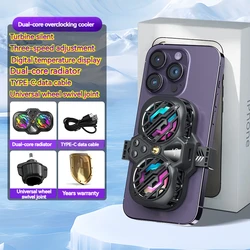 Dual Fan RGB Phone Cooler with Temperature Display and Adjustable Cooling для Gaming (K11)