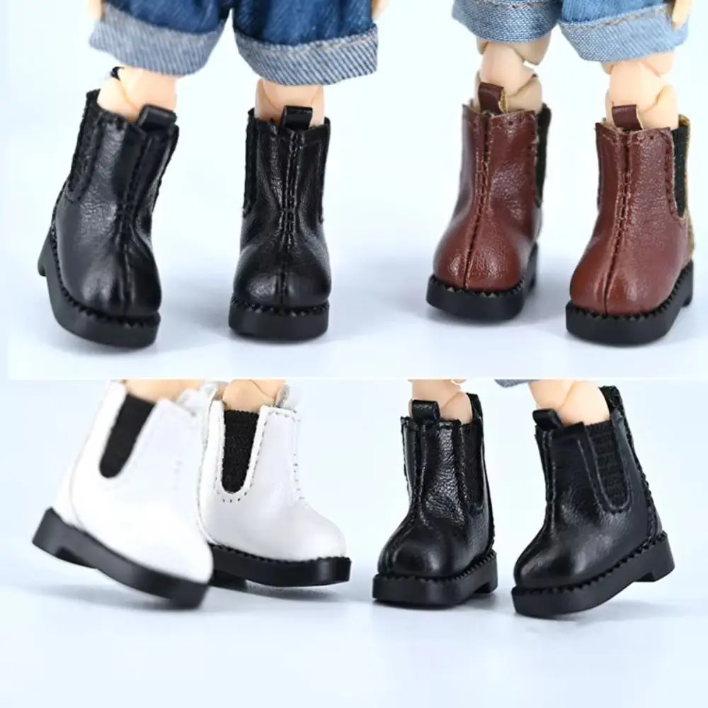 1pair Pretend Play Ob11 Doll High Top Shoes Casual Shoes Cute Outfit Doll Leather Shoes Boots Black Brown Handmade