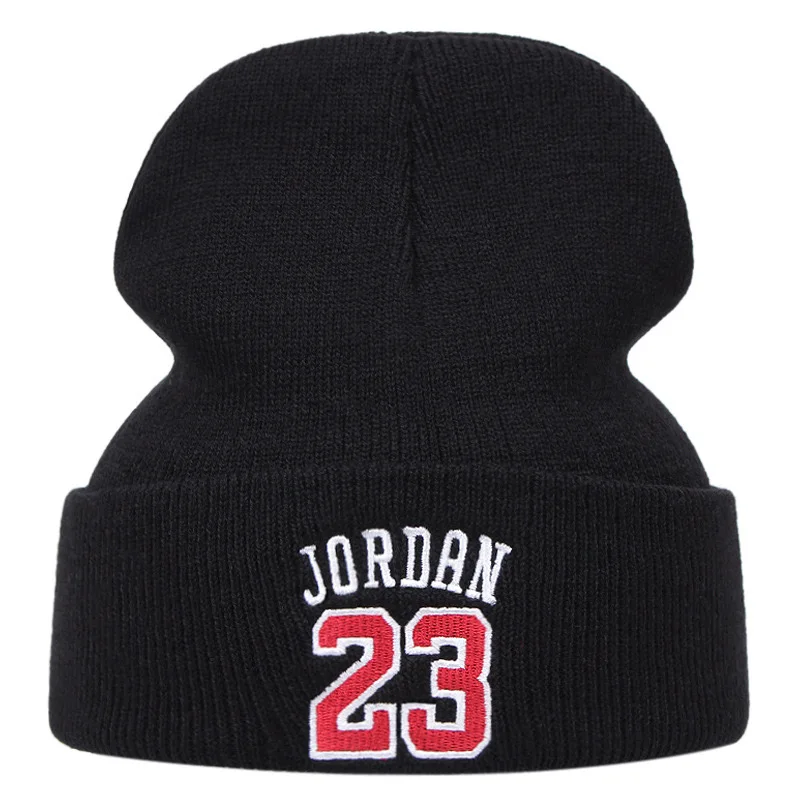 Nr. 23. Bestickte Strickmützen für Männer und Frauen, warme Sportveranstaltungen im Herbst und Winter im Freien, Wollmützen, Bohnenmützen