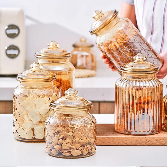 Biscuit Jars, Glass Jar With Lid, Glass Food Jar With Lids, Glass