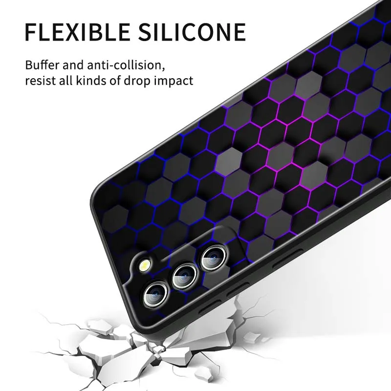 Black Soft TPU Phone Case with Technology Art Illustration