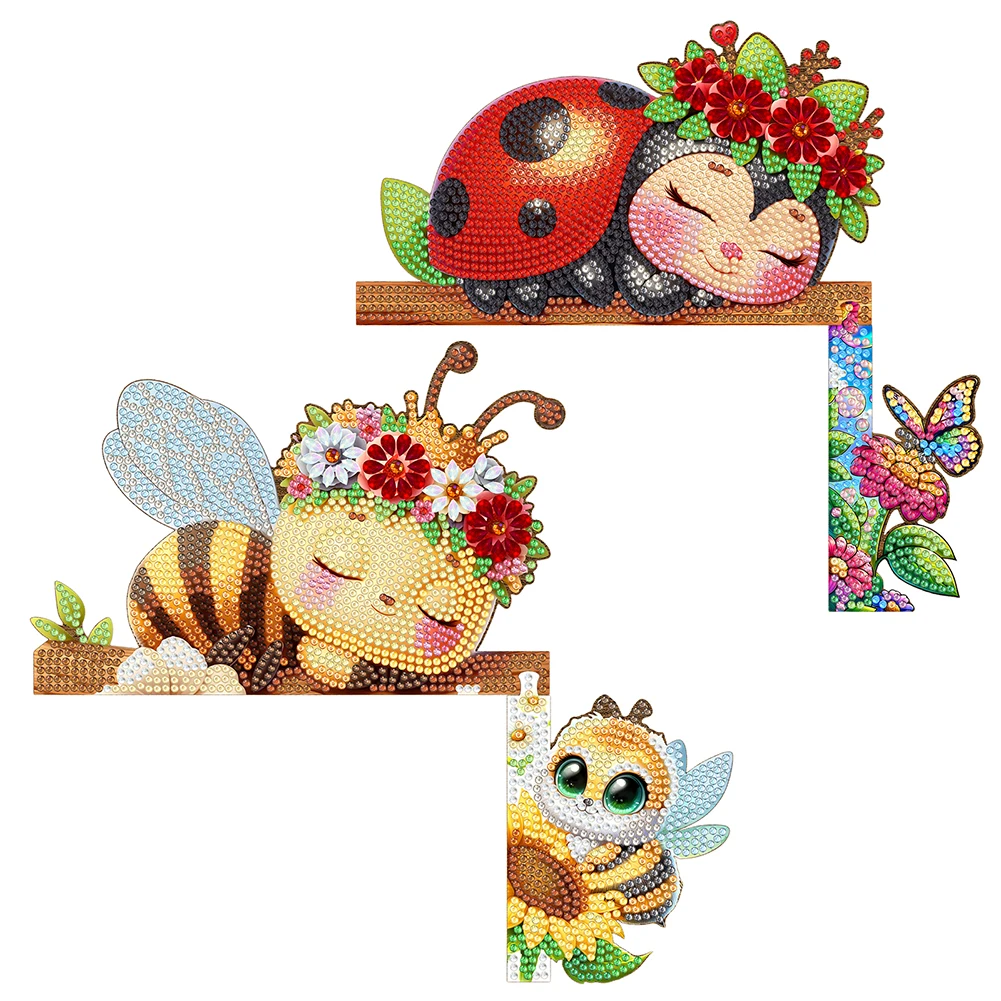 2Pcs Happy Bird Diamond Painting Door Corner Sign Rhinestone Door Frame Decor 5D DIY Wooden Topper for Indoor Outdoor Wall