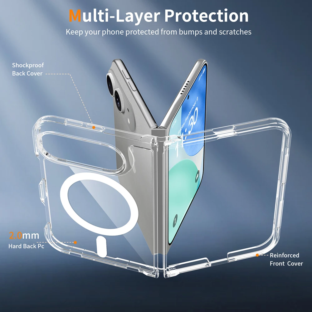 Enhanced Magnetic Clear Phone Case - Shockproof & Wireless Charging Compatible