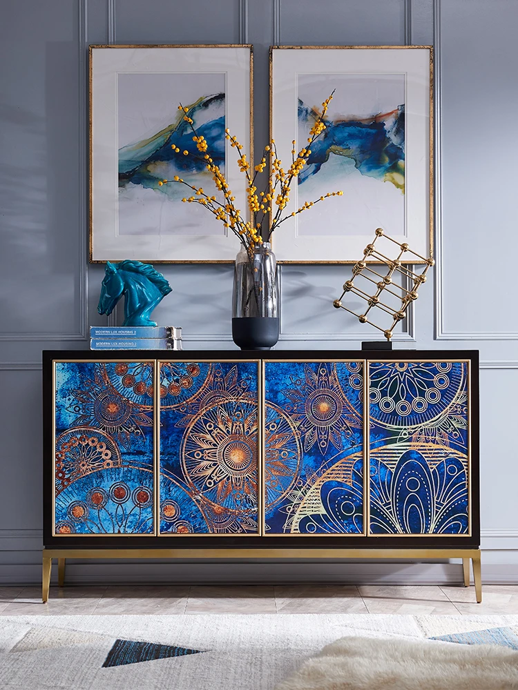 

Американский входной шкаф, роскошный стильный Вместительный шкаф для хранения, ретро шкаф из массива дерева, окрашенный боковой шкаф