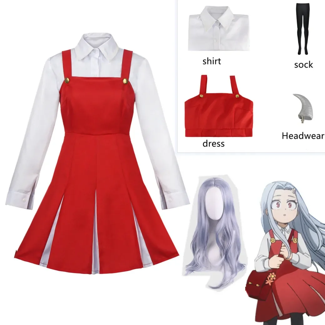 

Anime Boku no My Hero Academia Season4 Eri Cosplay Costume Uniform Dress Halloween Costume Wig Horn Set
