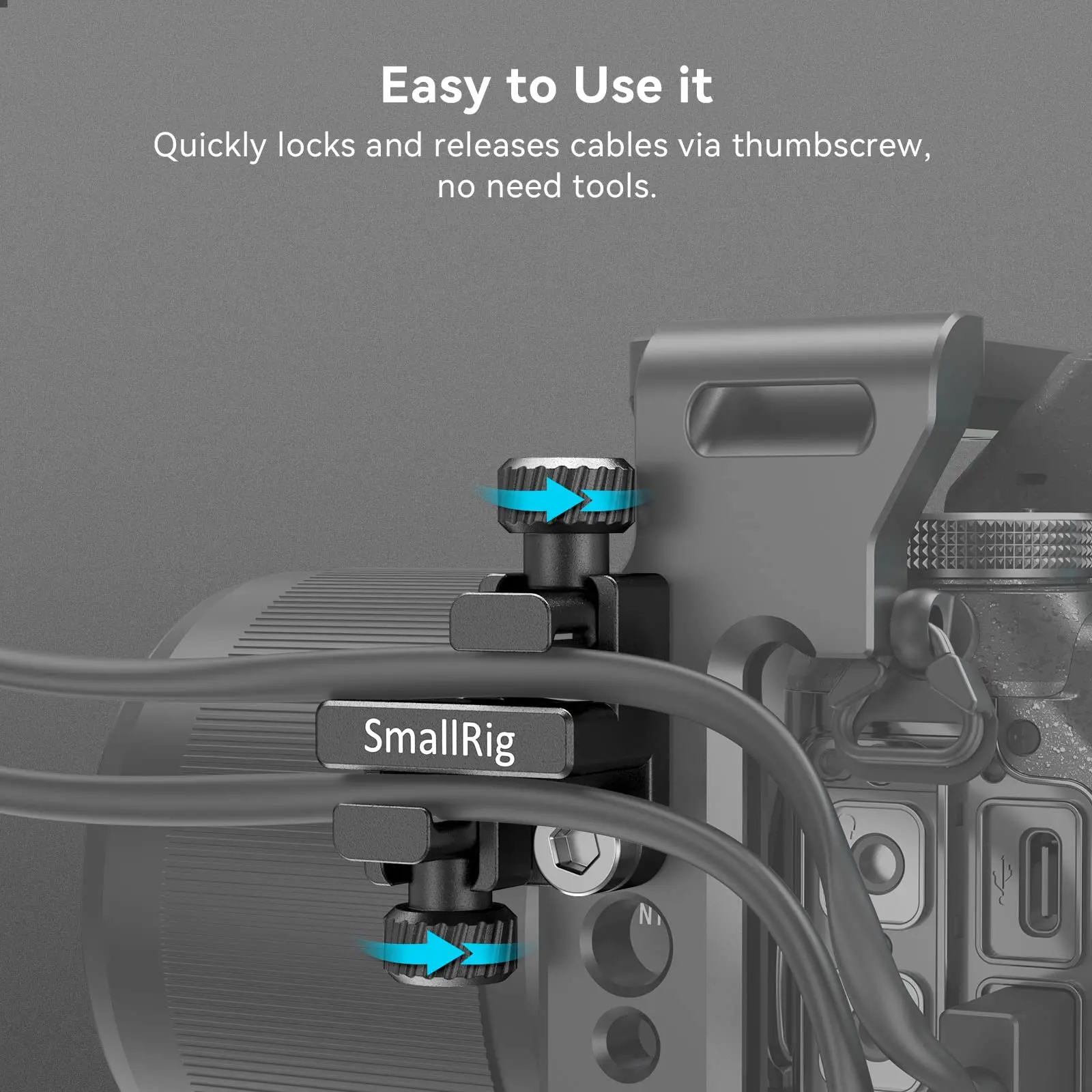 SmallRig 범용 케이블 클램프, DSLR 카메라 및 모니터 케이지에 장착하기 위한 케이블 직경 2-7mm, 1/4 인치-20 나사, 2333