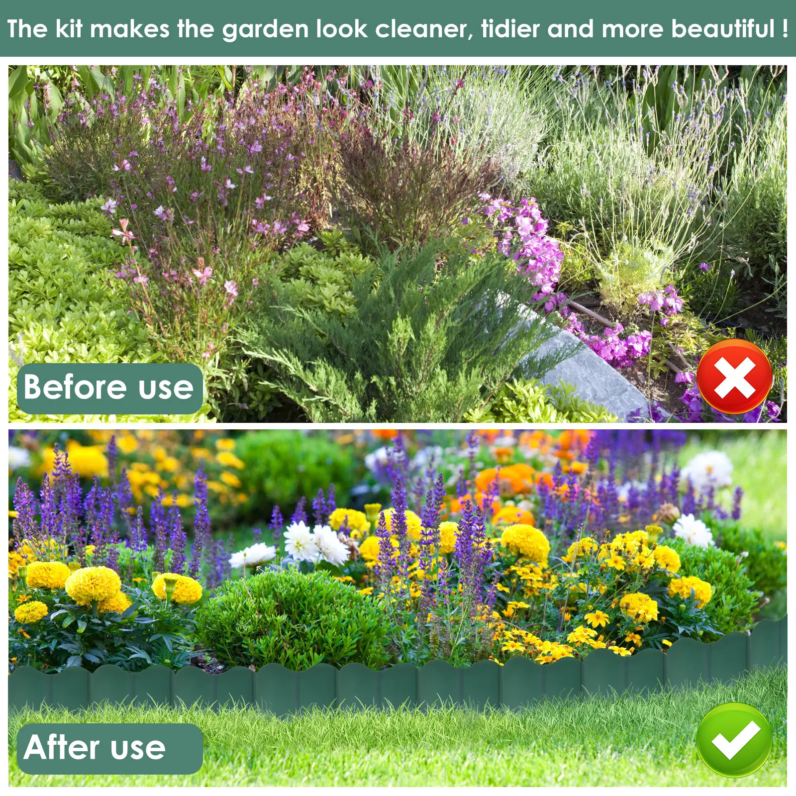 20PCS Lawn Gardens Fence Edgings Kit Outdoor Edging Decorative Border DIY Lawn Yard Landscape Plant Fence Gardens Landscape New