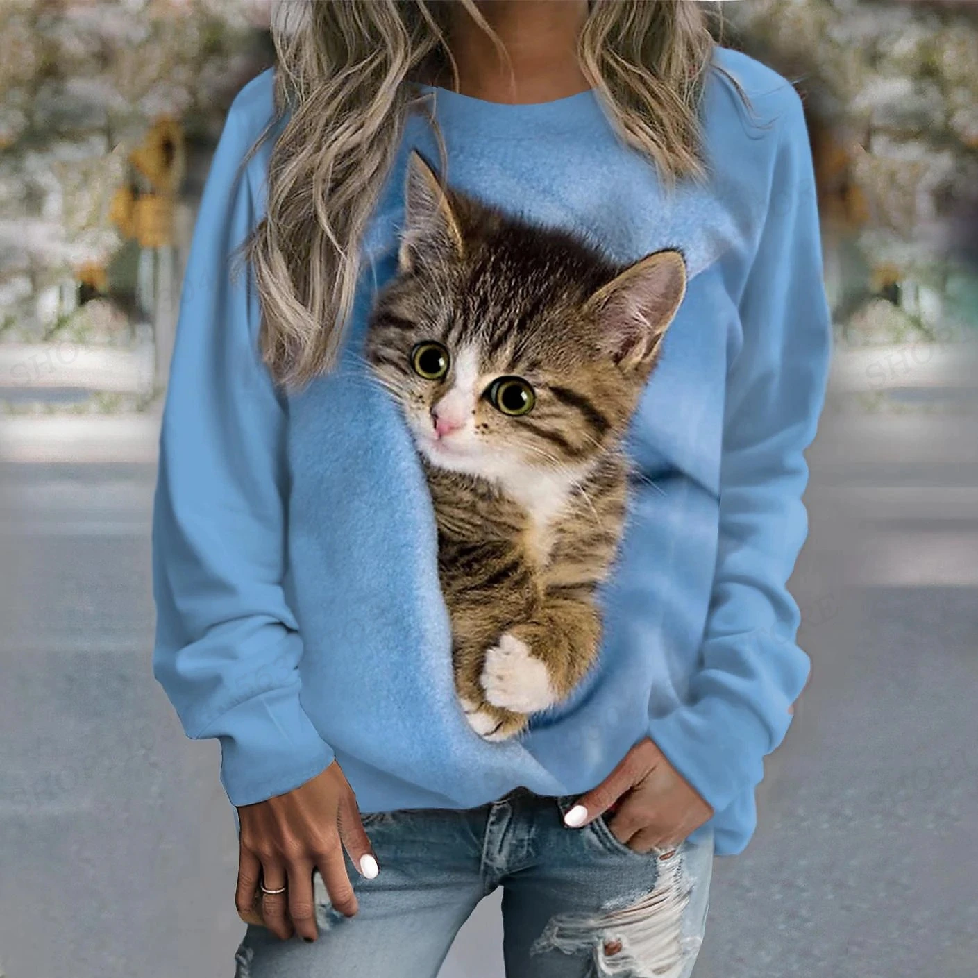 thumbnail image 1 of Sudadera con capucha con estampado de gato para mujer, sudaderas con capucha de animales, abrigos Harajuku, jerséis, ropa Kawaii y2k, Otoño e Invierno, 1 of 4