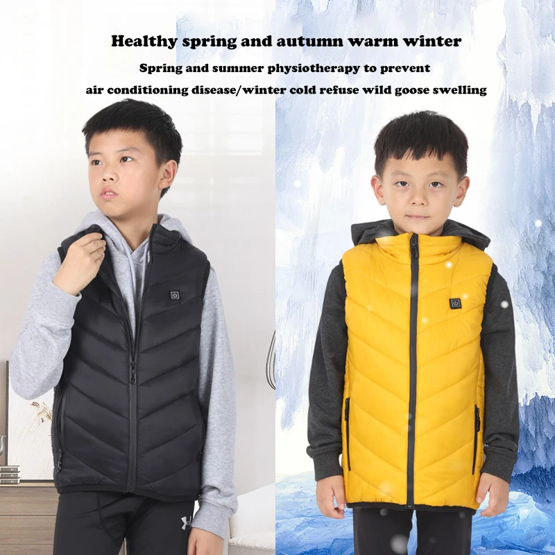 

Children's USB plug coats electric precious hot cotton vest male and female teenagers 5V/2A heated vest thermal Outdoor vest