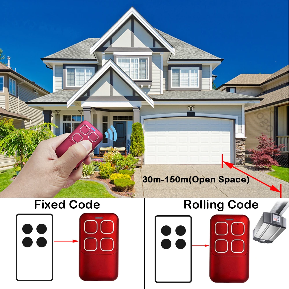 Garage Door Remote Control Duplicator 433.92MHz 868.3MHz Garage Door Command Opener Electric Gate Control For Fixed Rolling Code