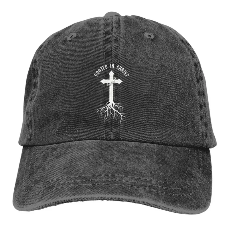 

Rooted In Christ Baseball Cap Men Hats Women Visor Protection Snapback Jesus God Cross Caps