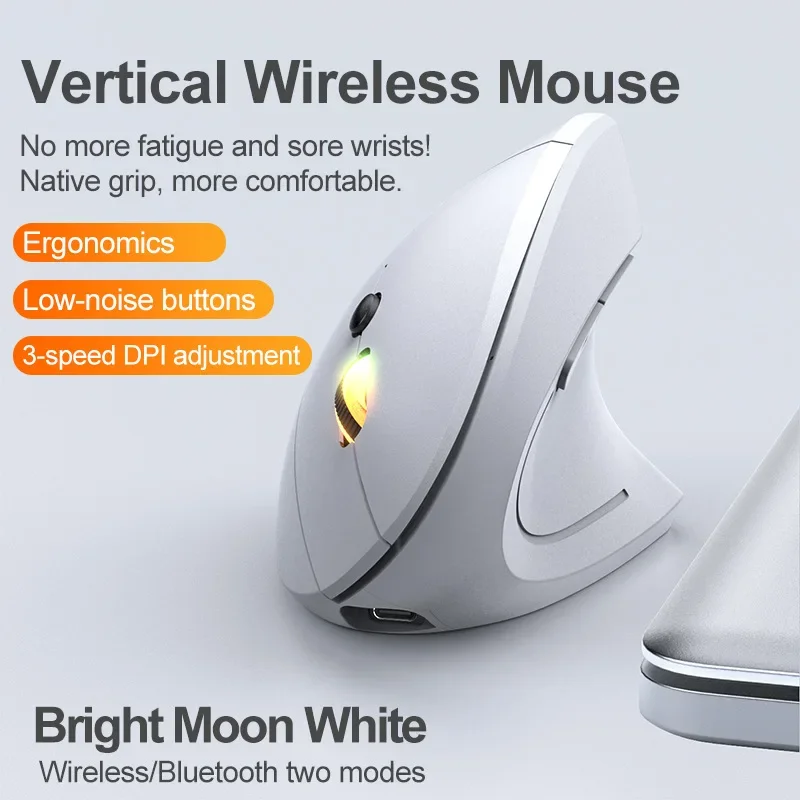Ergonomic Wireless Vertical Mouse with Adjustable DPI and Bluetooth Connectivity