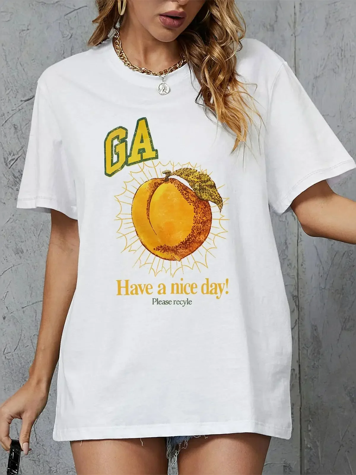 Cuello Redondo Camiseta De Moda Para Mujer Camiseta Holgada Larga