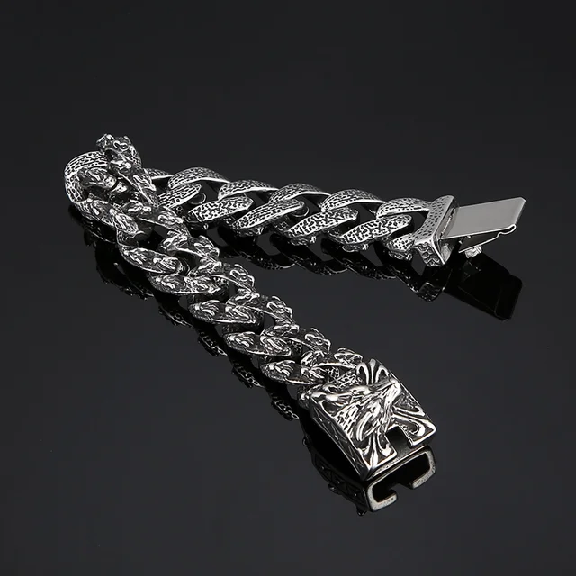 Chain Bracelet STEELTIME Men's Black IP Stainless Steel Franco