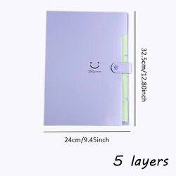 Colorful 5 - Layer A4 Organizing Folder for School and Office Supplies (Purple)