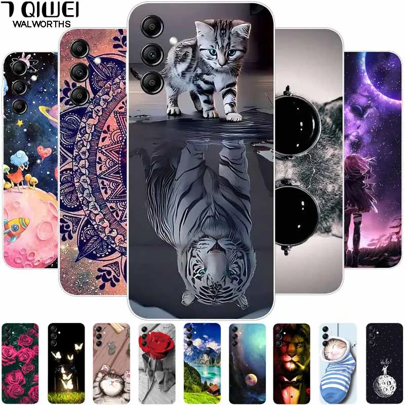 Soft Para Per Samsung A14 5G Custodia A146B Cover Tpu Space Moon Back Coque Per Samsung Galaxy A14 5G Silicon Hoesje Per Galaxya14