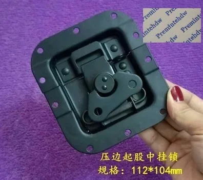 2Pcs Black Road Flight Audio Case Recessed Butterfly Hasp Latch Hinge Corner Brace Spring Pull Caster Hardware