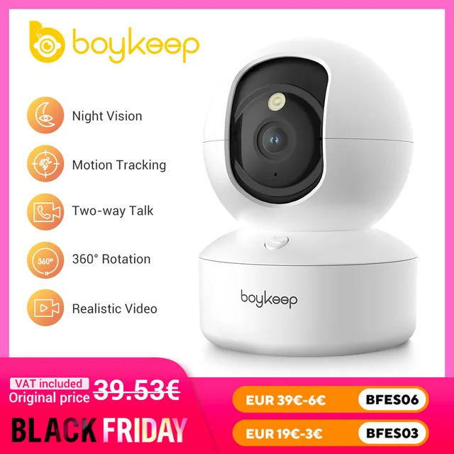 BoyKeep 3MP 5G/2.4GHz WiFi Indoor Home Security IP Smart Baby Monitor Camera Automatic Tracking 24/7 Video Surveillance Camera