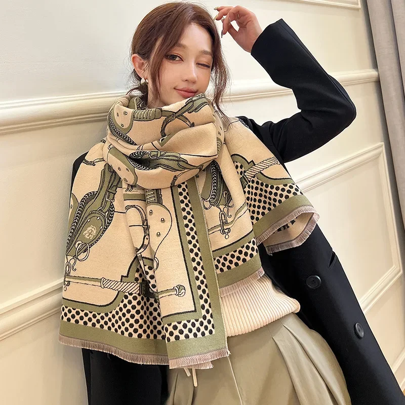 الحصان الشتاء الكشمير وشاح المرأة الفاخرة تصميم ال...