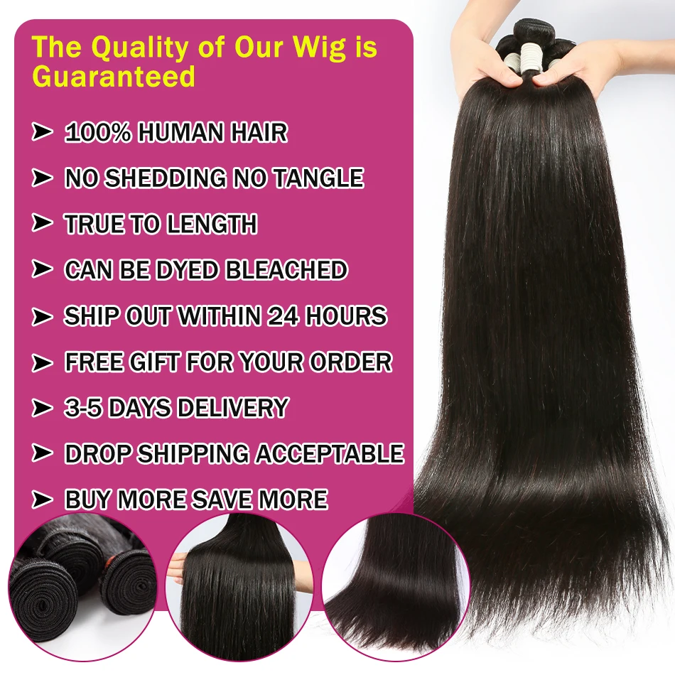 Straight Human Hair Bundles Brazilian Weave Human Hair Bundles 40 50 Inch Bundles Human Hair Remy Hair Extensions tissage 2