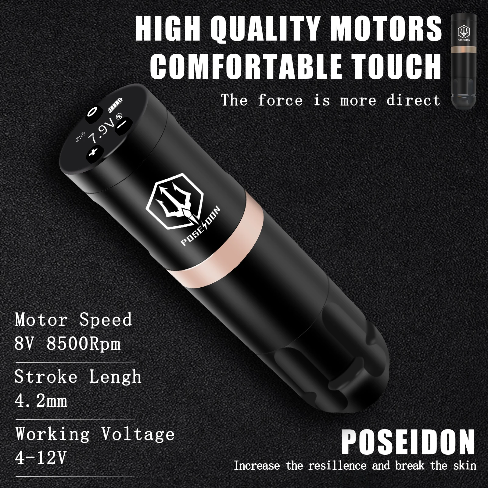 POSEIDON Tattoo Pen Set Rotary Wireless Tattoo Machine Kit Coreless Motor Tattoo kit for Tattoo Artist