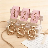 Custom LOGO Short Leather Keychain Metal Car Keyring for Man Woman Personalized Key Chains Bags Accessories