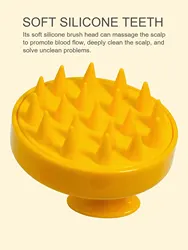 Silicone Shampoo & Scalp Massager Brush with Magic Handle (267-Yellow)