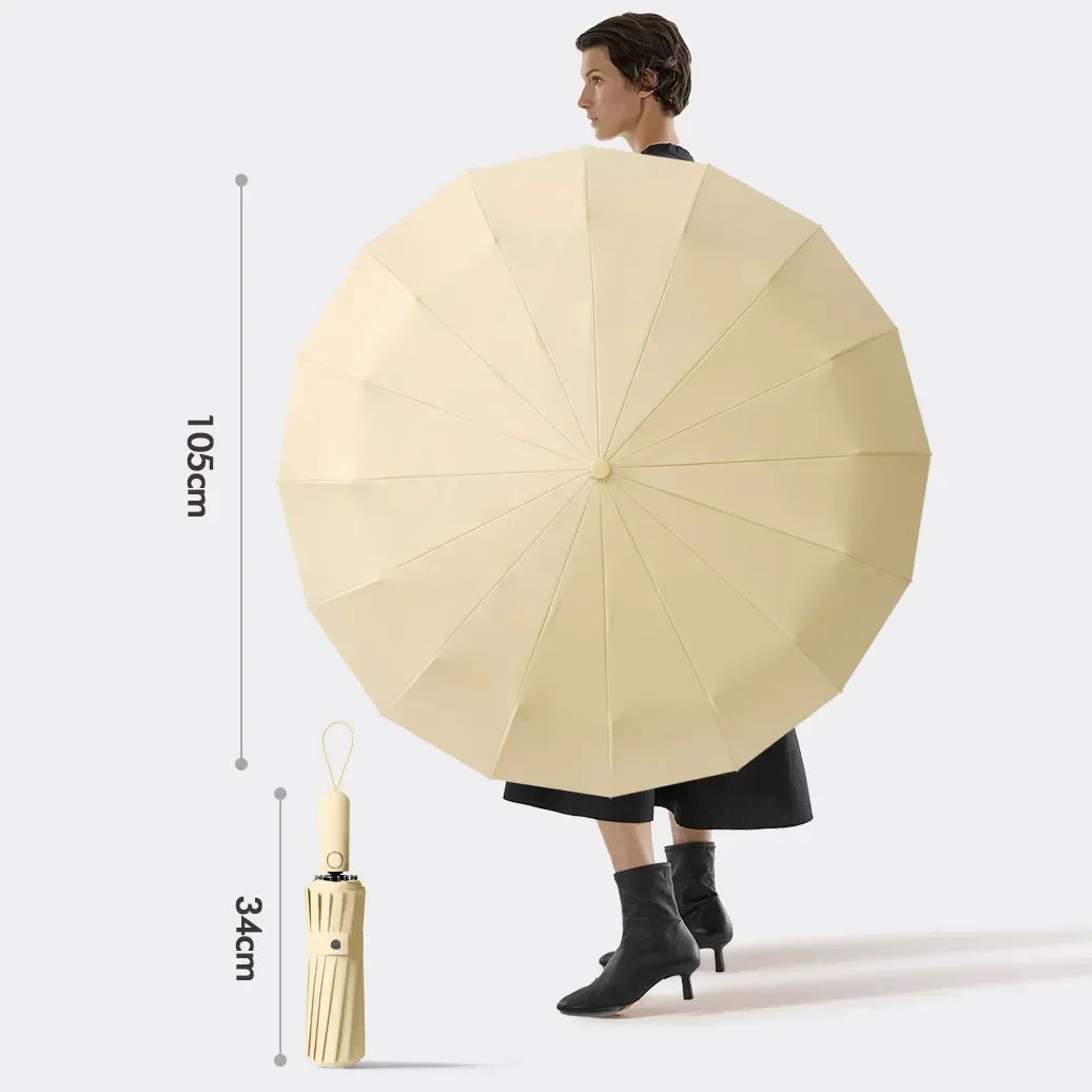 

48 Bones Sunshade Automatic Parasol 16 Women Foldable Umbrella Ribs Windproof Big Size Strong Golf for