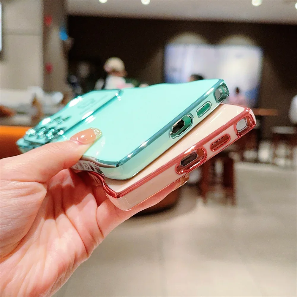Luxury Plating Love Heart Wave Edge Big Window Phone Case Cover