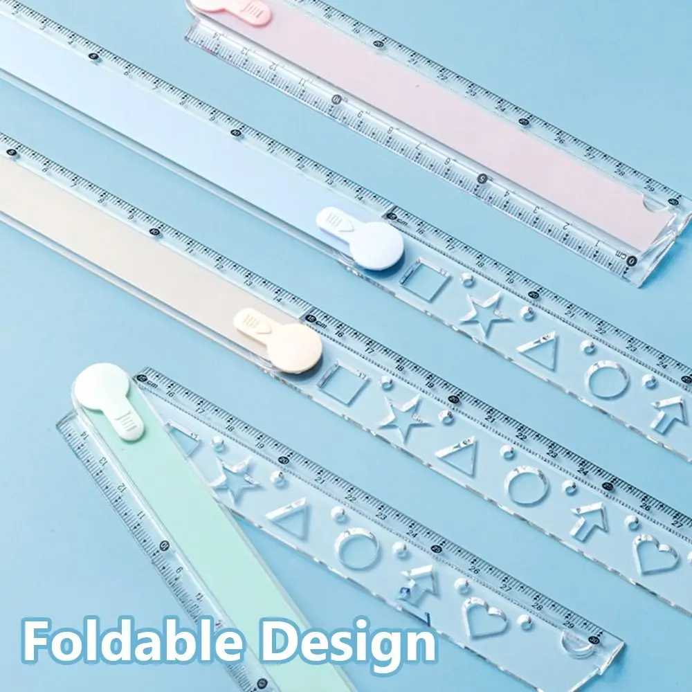 다기능 30CM 접이식 자, 투명 눈금, 접이식 직자, 간편 보관, 측정 자, 선물용