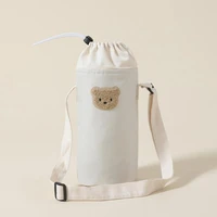 J15U Portable Baby Bottle Carrying Case Storage Bag for Easy Feeding Water Cup Organiser with Lovely Bear Embroidery