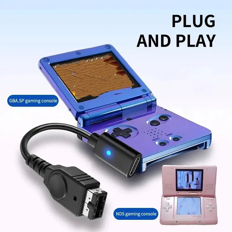 LED 표시등이 있는 GBA SP 게임보이 어드밴스용 USB 타입 C 충전 케이블, 전원 공급 와이어, 게임 콘솔 코드