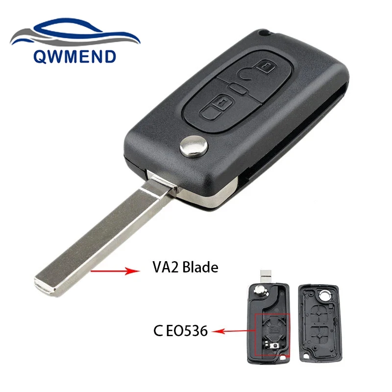 QWMEND Remote Car key flip For peugeot 207 307 308 407 607 807 2/3/4 Buttons HU83/VA2 For Citroen C2 C3 C4 C5 C6 Car Key Shell