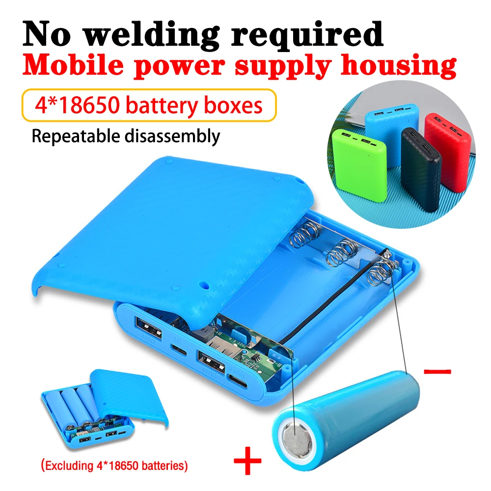 Custodia per scatola batteria 18650 Custodia per caricabatterie Power Bank fai-da-te Custodia di ricarica Accessorio per alimentatore senza saldatura - immagine 4
