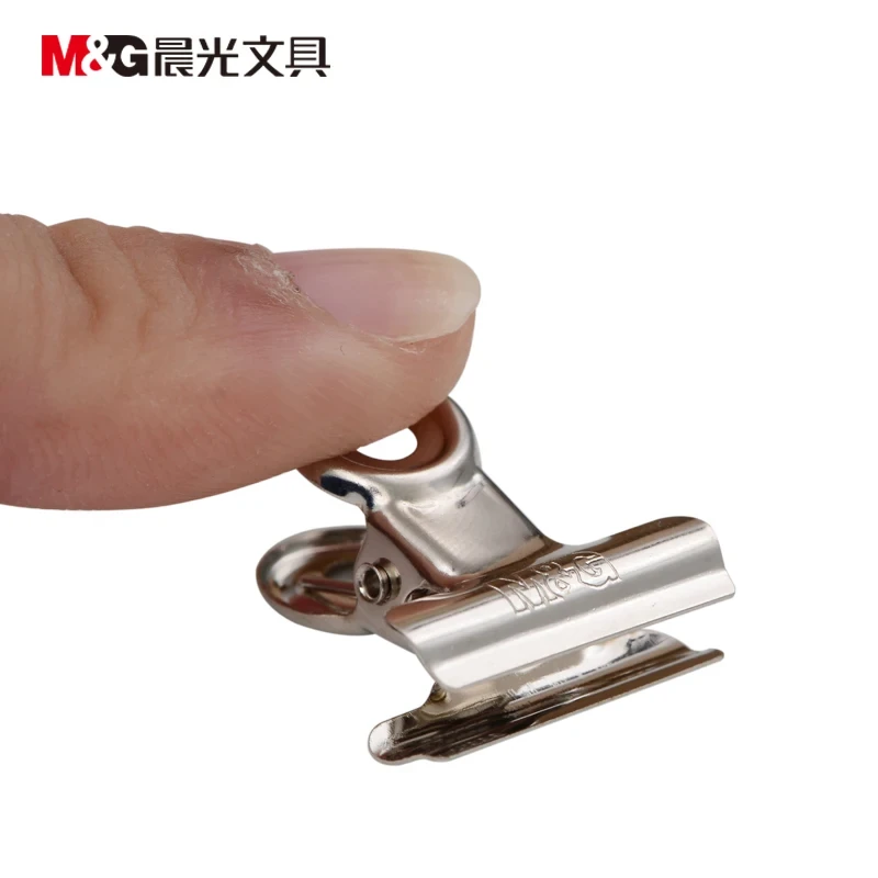 M & G 티켓홀더 사무용품 문구 빌 클립, 스테인레스 스틸 금속 다리미 라운드 19mm 클램프, Abs92640, 6 개