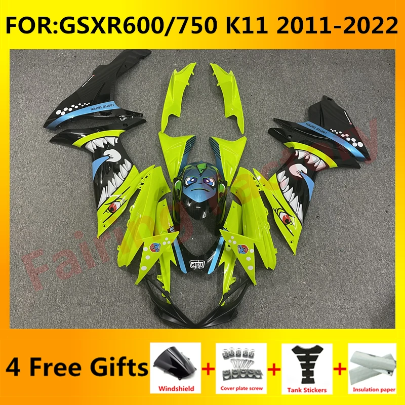 

Комплект обтекателей для GSXR600 750 GSXR 600 GSX-R750 K11 2011 2012 2013 2014 2015 2016 2017 2018 2019 2020 2021 Обтекатели желтая акула
