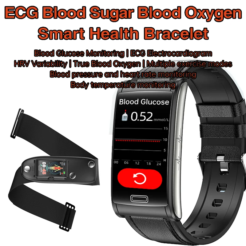 New E600 Blood Glucose Smart Watch Men ECG Monitor Blood Pressure Body