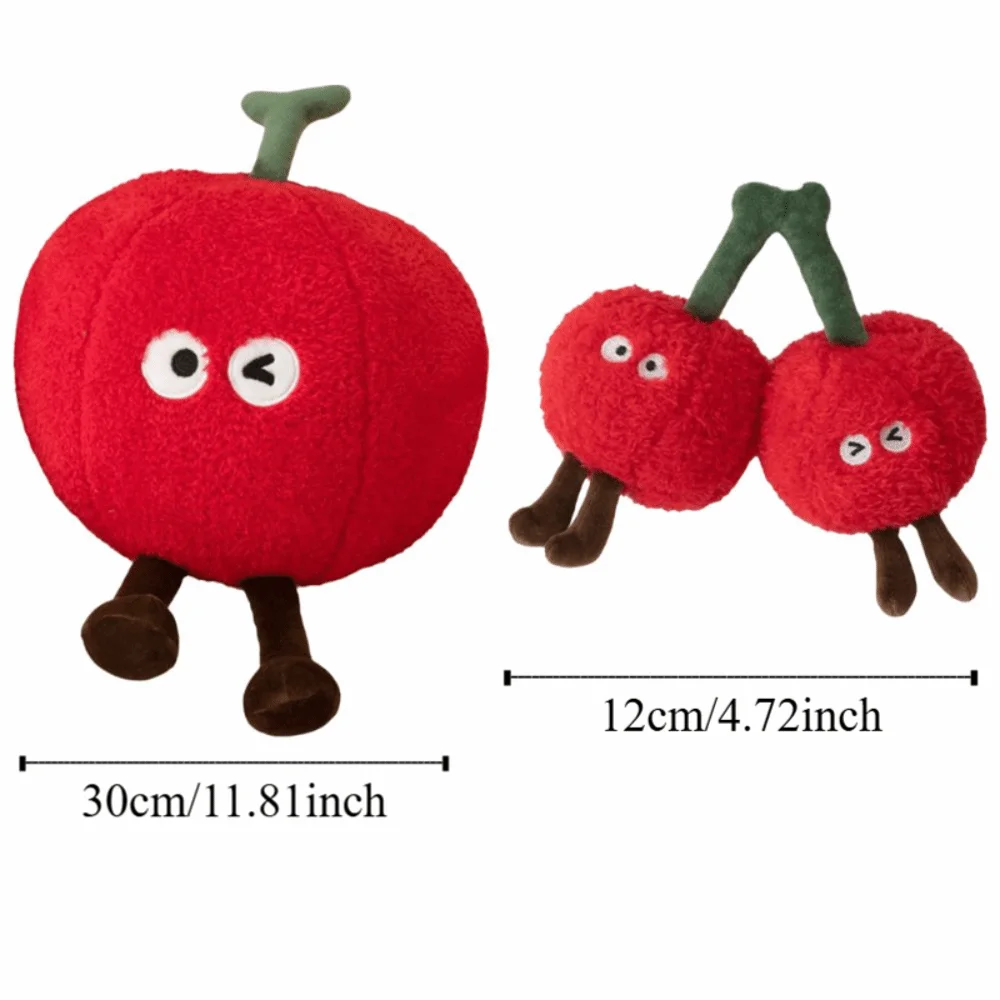 부드러운 소재 체리 베개 포근한 질감 사람 모양의 인형 쿠션 귀여운 디자인 다리 포함 체리 펜던트