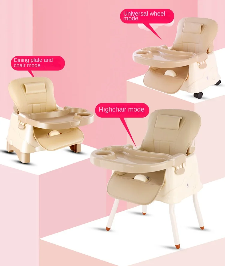 Multifunctional Kids Dining Chair Safety Belt Adjustable Folding Portable Eating 1-3 Years Baby Booster Chair
